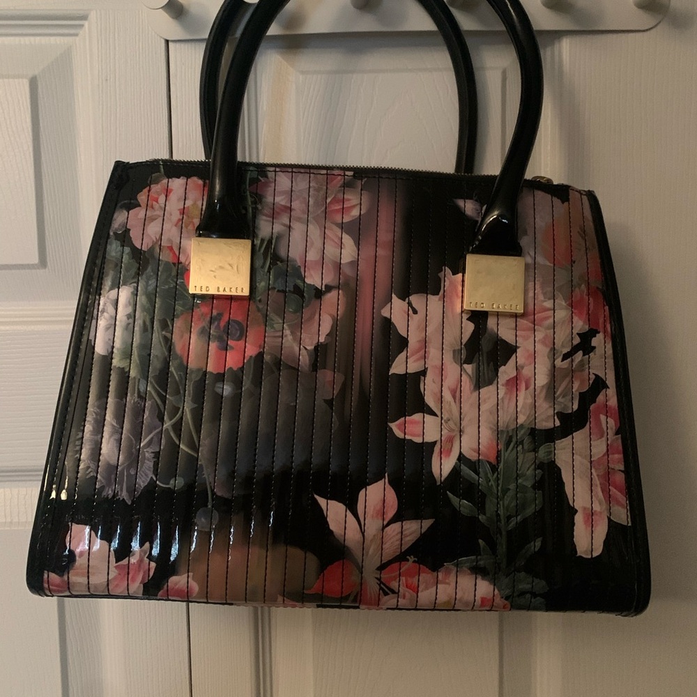 Ted Baker opulent bloom black floral PVC handbag